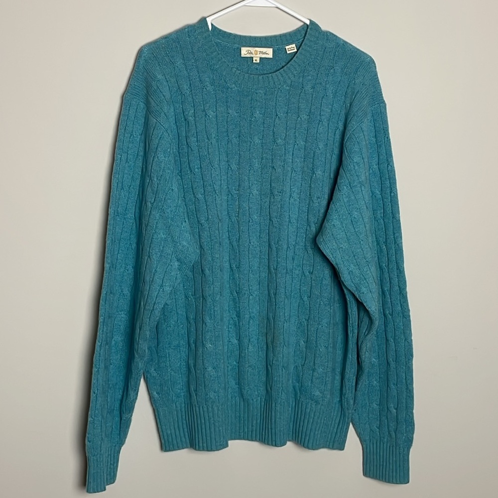 Peter Millar Blue Cashmere Pullover Knit Sweater- XL